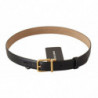 Cintura fibbia vita logo metallo dorato pelle vitello nera - 75 CM