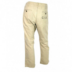 Pantaloni in cotone lavato marrone chiaro con stampa Gucci - W32