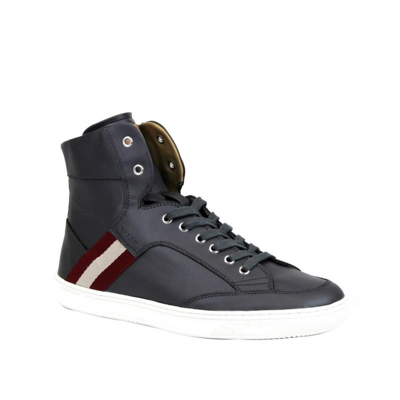 Sneaker alta pelle vitello grigio scuro beige rosso - EU39.5/US6.5