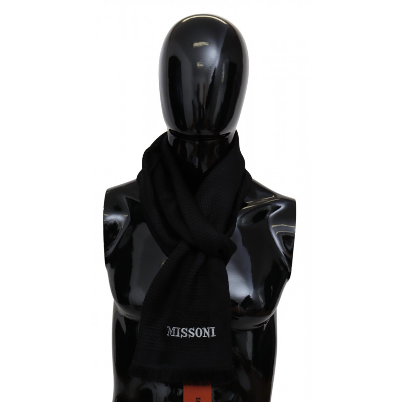 Sciarpa da uomo frange avvolgenti collo unisex misto lana nera - nan