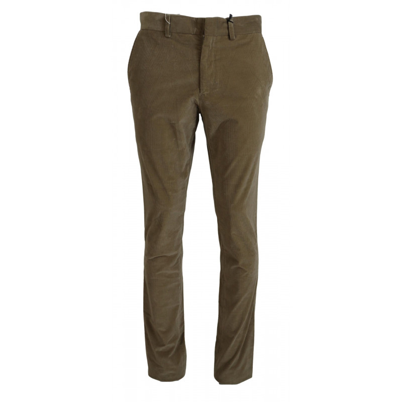 Pantaloni casual in velluto a coste di cotone marrone - W31