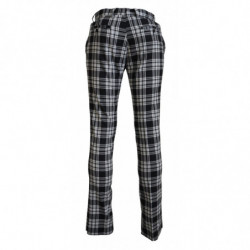 Pantaloni casual da uomo in cotone a quadretti neri - IT52 - L
