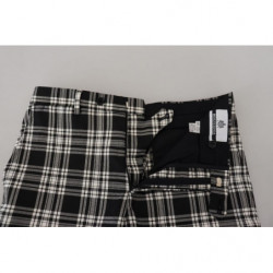 Pantaloni casual da uomo in cotone a quadretti neri - IT52 - L