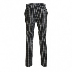 Pantaloni casual in cotone a quadri neri - IT52 - L