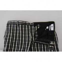 Pantaloni casual in cotone a quadri neri - IT52 - L