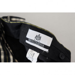 Pantaloni casual in cotone a quadri neri - IT52 - L