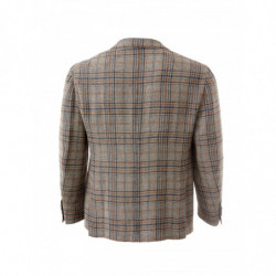 Giacca in lino a tre bottoni a quadri - IT52 - XL