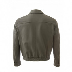 Giubbotto in Pelle Verde con Maxi Tasche - IT50 - L