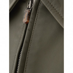 Giubbotto in Pelle Verde con Maxi Tasche - IT50 - L