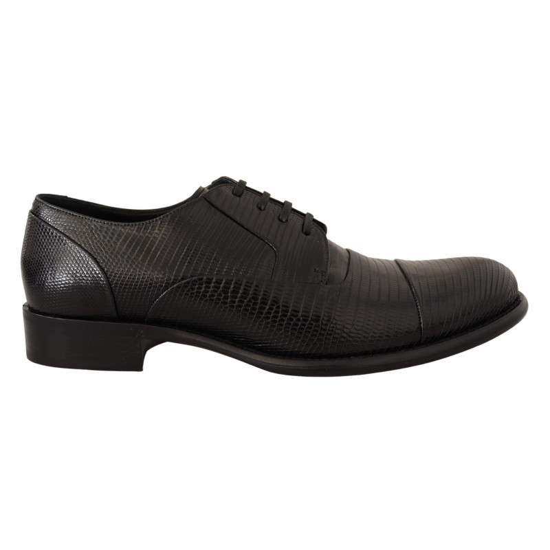 Scarpe eleganti derby in pelle di lucertola nera - EU42/US9