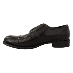 Scarpe eleganti derby in pelle di lucertola nera - EU42/US9