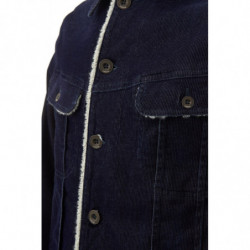 Giacca in velluto a coste blu con eco pelliccia interna - IT50 - L