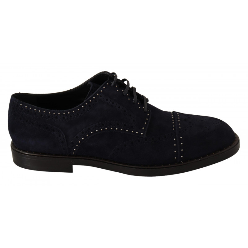 Scarpe derby borchiate in pelle scamosciata blu - EU44/US11