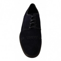 Scarpe derby borchiate in pelle scamosciata blu - EU44/US11
