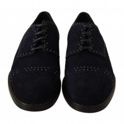 Scarpe derby borchiate in pelle scamosciata blu - EU44/US11