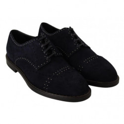 Scarpe derby borchiate in pelle scamosciata blu - EU44/US11