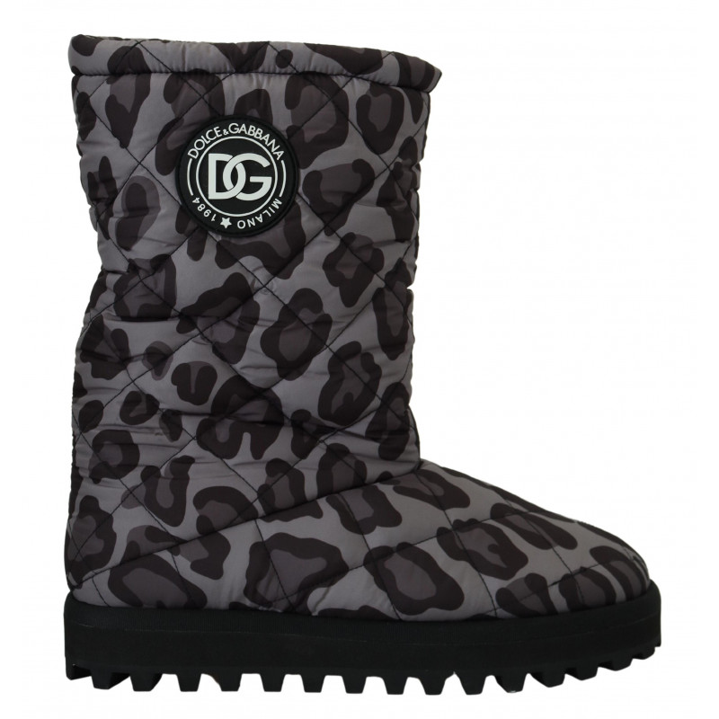 Stivali leopardati grigi, scarpe imbottite metà polpaccio - EU44/US11