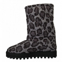 Stivali leopardati grigi, scarpe imbottite metà polpaccio - EU44/US11