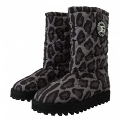 Stivali leopardati grigi, scarpe imbottite metà polpaccio - EU44/US11