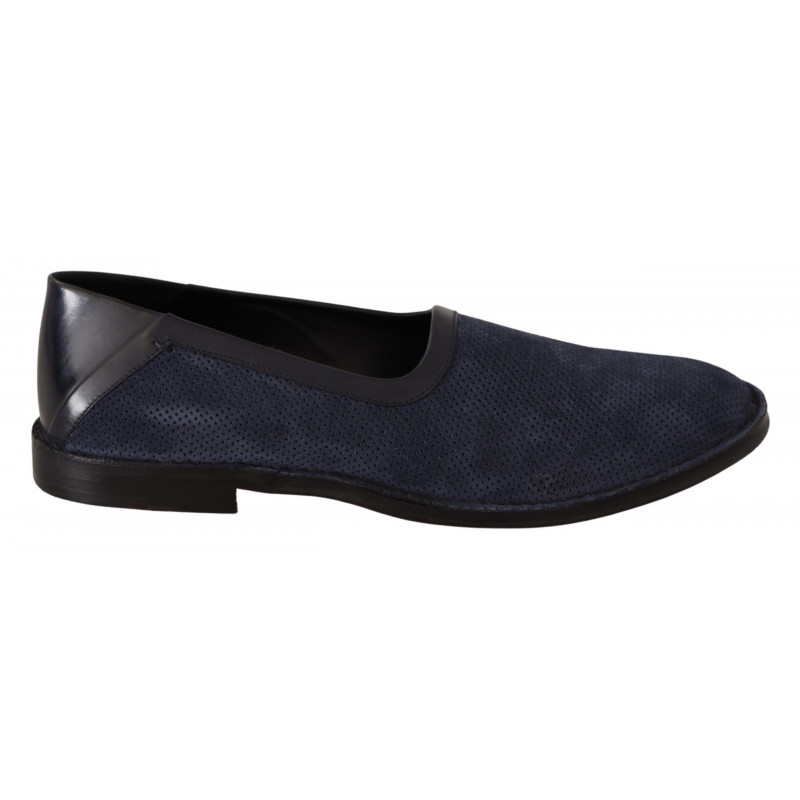 Mocassini slip-on traforati in pelle blu - EU44/US11