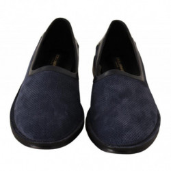 Mocassini slip-on traforati in pelle blu - EU44/US11