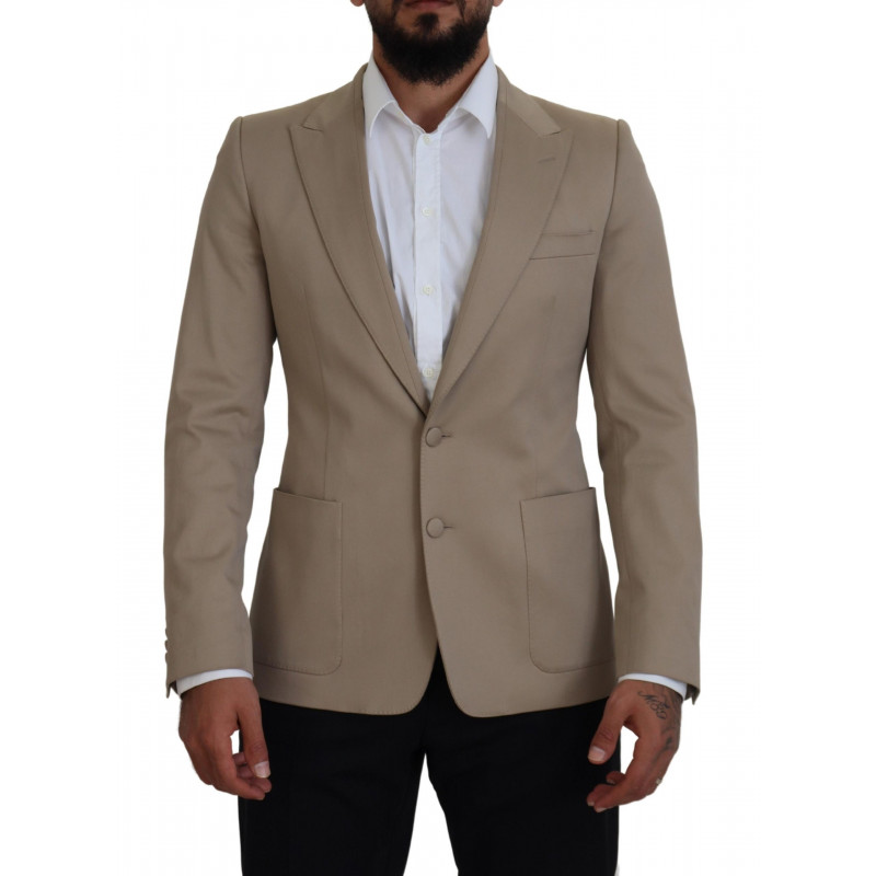 Blazer da giacca slim in cotone elasticizzato beige - IT50 - L