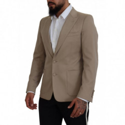 Blazer da giacca slim in cotone elasticizzato beige - IT50 - L