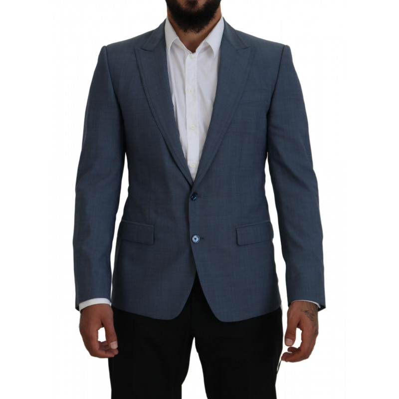 Giacca blazer slim fit in lana stretch blu - IT46 - S