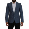 Giacca blazer slim fit in lana stretch blu - IT46 - S