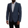 Giacca blazer slim fit in lana stretch blu - IT46 - S
