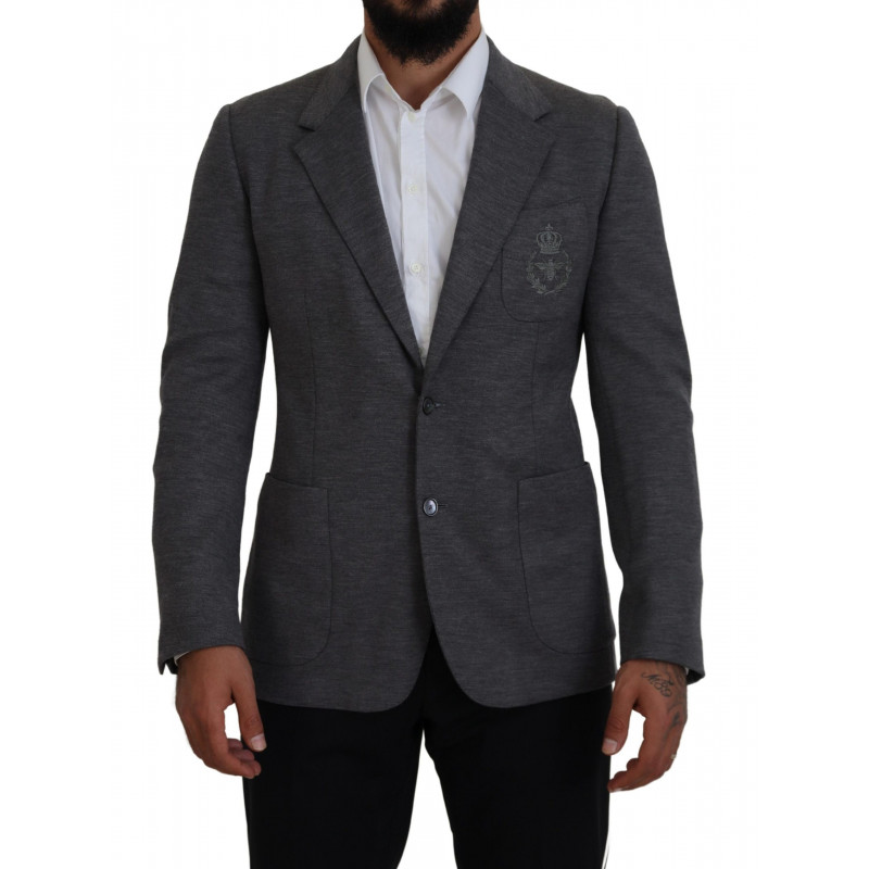 Blazer da giacca slim fit elasticizzato in lana grigia - IT44 - XS