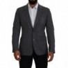 Blazer da giacca slim fit elasticizzato in lana grigia - IT44 - XS