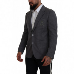 Blazer da giacca slim fit elasticizzato in lana grigia - IT44 - XS