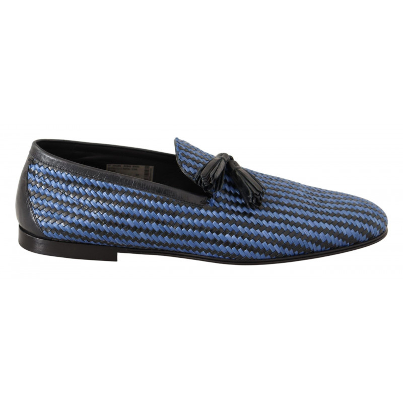 Mocassini con nappe in pelle intrecciata blu - EU44/US11