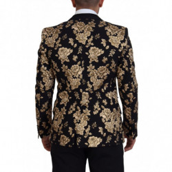 Blazer da giacca ricamato floreale oro nero - IT50 - L