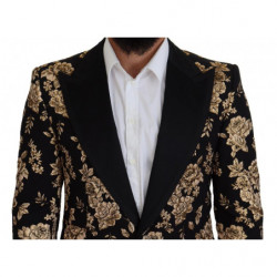 Blazer da giacca ricamato floreale oro nero - IT50 - L