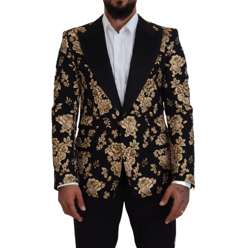 Blazer da giacca ricamato floreale oro nero - IT54 - XL