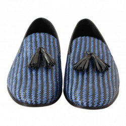 Mocassini con nappe in pelle intrecciata blu - EU44/US11
