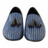 Mocassini con nappe in pelle intrecciata blu - EU44/US11