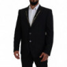 Blazer da giacca slim fit elasticizzato in lana nera - IT52 - L