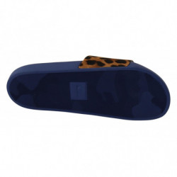Pantofole diapositive gomma logo leopardato blu marrone - EU44/US11