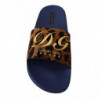 Pantofole diapositive gomma logo leopardato blu marrone - EU44/US11