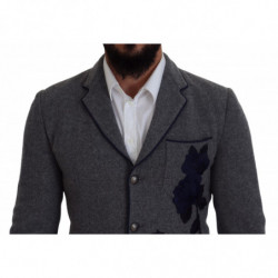 Blazer da giacca slim fit con rose di lana grigia - IT46 - S