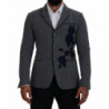 Blazer da giacca slim fit con rose di lana grigia - IT46 - S