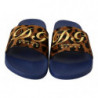 Pantofole diapositive gomma logo leopardato blu marrone - EU44/US11
