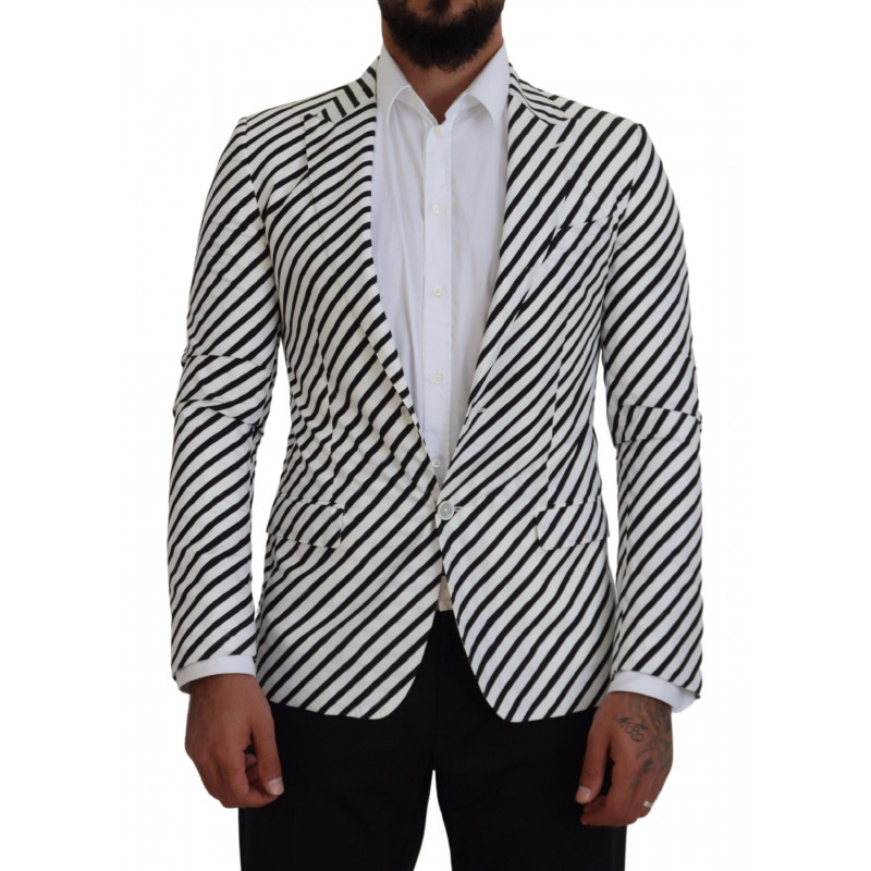 Blazer da giacca slim fit a righe bianche nere - IT44 - XS
