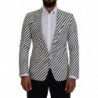 Blazer da giacca slim fit a righe bianche nere - IT44 - XS