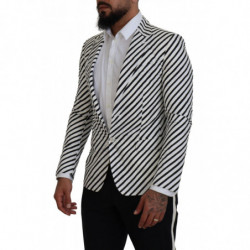 Blazer da giacca slim fit a righe bianche nere - IT44 - XS
