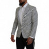 Blazer da giacca slim fit a righe bianche nere - IT44 - XS