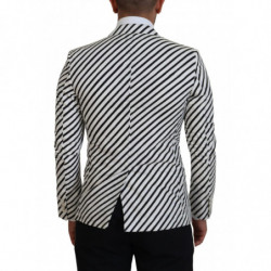 Blazer da giacca slim fit a righe bianche nere - IT44 - XS